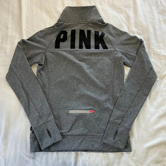 Pink | Victoria's Secret Gray w Hot Pink Detailing 1/4 Zip Longsleeve | Size S - Picture 7 of 10